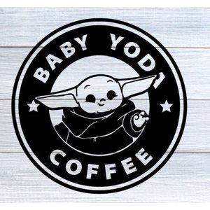 3 in baby yoda coffee decal 3.5 in design for coffee mugs